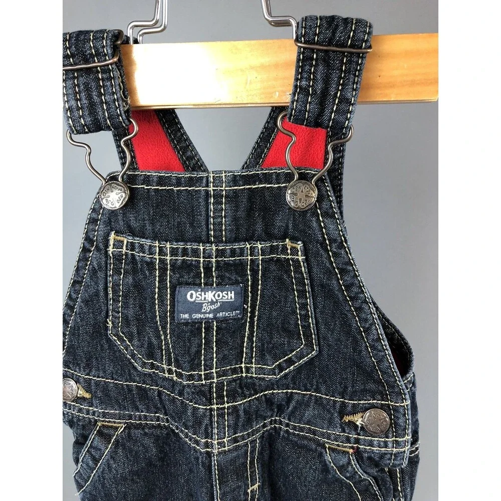 Boys 6 Months Denim Winter Bibs Oshkosh B'gosh Overalls Fleece Lined
